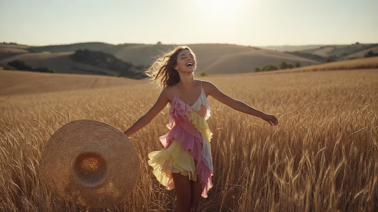 Joy, sunlight, and effortless femininity.